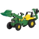 Tractopelle  pdales john deere rolly junior - chargeur frontal et pelleteuse fonctionnels - vert / ...