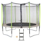 Trampoline de jardin kangui - jumpi zen 360 avec filet de s�curit� et �chelle