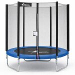 Trampoline kangui - bleu � 180?183 cm ? enfant ? filet de s�curit� ? certification ce & nf en 71?14