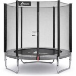 Trampoline kangui - gris � 180?183 cm ? enfant ? filet de s�curit� ? certification ce & nf en 71?14