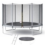 Trampoline kangui - gris � 360?365 cm ? enfant ? �chelle & b�che ? certification ce & nf en 71?14