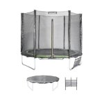 Trampoline 250 cm. vert. avec filet de protection. bche. filet pour chaussures. kit d?ancrage