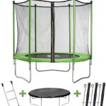 Trampoline yoopi - � 2. 44 m - avec filet + �chelle + couverture + kit dancrage