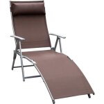 Transat chaise longue - outsunny - bain de soleil pliable inclinable t�ti�re fournie - m�tal textil�ne ...