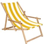 Transat de jardin springos� - chaise longue pliante en bois impr�gn� - blanc / jaune