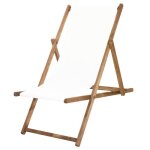 Transat de jardin - springos - chaise longue pliante en bois de plage - dossier textile interchangeable ...