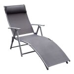 Transat - outsunny - bain de soleil pliable - dossier inclinable - accoudoirs gris