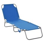 Outsunny - chaise longue - transat - m�tal - 187x55x24cm - bleu