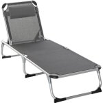 Outsunny - chaise longue - aluminium - 165x60x76cm - gris