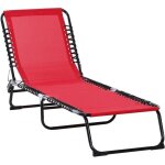 Outsunny - chaise longue pliable - acier - 189x58x30cm - rouge vineux