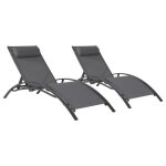 Lot de 2 transats galapagos en textil�ne gris - aluminium gris anthracite