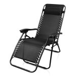 Transat en textilne de jardin chaise longue inclinable 165 x 112 x 65 cm noir textilne avec coussin ...