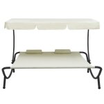 Transat - umr - crme lit de repos dextrieur - avec auvent et oreillers blanc crme - [w1ab8g]