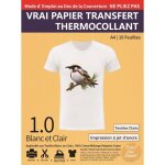 Transourdream 10 feuilles x a4 papier transfert classique pour textiles et t - shirts blancs ou clairs ...