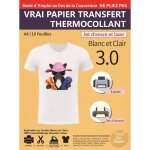 Transourdream a4 x 10 feuilles papier transfert pour textile et t - shirt blanc et clair - laser & jet ...