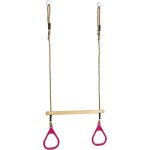 Trap�ze � anneaux kbt en bois avec anneaux en plastique violet