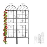 Relaxdays treillis de jardin m�tal lot de 2 � planter tuteur pour plantes grimpantes 180 x 50 cm noir ...