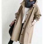 Trench  capuche pour femme lgant hiver coupevent grande taille coupevent manteau dhiverkakixxl