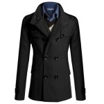 Trench casual hommes manteau mode daffaires  long slim pardessus jacket outwear noir - funmoon