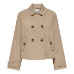 Trench coat beige uni coupe droite avec un col franais et 6 gros boutons