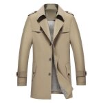 Trench coat classique homme manteau mi long printemps et automne style business couleur unie