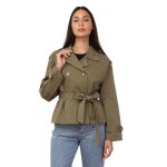 Trench - coat court - la modeuse - kaki - ceinturé - col à revers - manches avec pattes Trench - coat court - la modeuse - kaki - ceinturé - col à revers - manches avec pattes