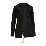 Trench - coat femme  capuche mi - long en coton coupe - vent - insfity - noir