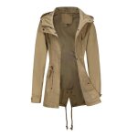Trench - coat femme  capuche mi - long en coton coupe - vent zippe couleur unie - insfity - printemps ...