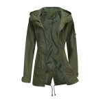 Trench - coat femme  capuche mi - long en coton coupe - vent zippe - insfity - vert militaire