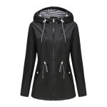 Trench - coat femme  capuche mi - long coupe - vent impermable grande taille - insfity - noir