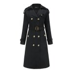 Trench - coat femme mi - long  double boutonnage - insfity - slim fit - 100% coton - noir