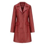 Trench - coat femme mi - long simili cuir veste  fermeture boutonne couleur unie pour printemps automne ...