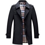 Trench coat homme automne casual slim fit - insfity - noir - mi - longue - 100% polyester