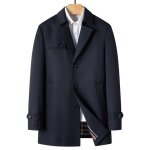 Trench - coat homme business sans repassage col rabattu coupe - vent mi - longue - bleu marine - insfity ...