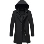 Trench coat homme  capuche mi - longue lgre business - insfity - slim fit - noir