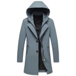 Trench coat homme  capuche mi - longue lgre business slim fit mi saison - insfity - bleu