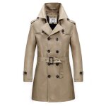 Trench - coat homme - funmoon - modèle corset - double boutonnage - couleur jaune - regular fit Trench - coat homme - funmoon - modèle corset - double boutonnage - couleur jaune - regular fit