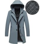 Trench coat homme - insfity - mi - longue - duvet - slim fit - bleu