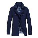 Trench coat - homme - mi - long - casual - manches longues - 100% polyester - bleu