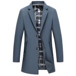 Trench coat homme slim fit mi - longue printemps et automne casual veste col tailleur couleur unie - ...