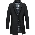 Trench coat homme slim fit mi - longue printemps et automne insfity - noir