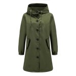 Trench - coat longue pour femme  capuche coupe - vent impermable extrieur lger couleur unie - vert ...