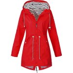 Trench femme - funmoon - impermable rouge - capuche - coupe - vent - outdoor