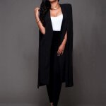 Trench femme - funmoon - long blazer - couleur noir - style loose - cape cardigan