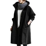Trench femme hiver lche  capuche sauvage lgant coupe - vent vtements dextrieur confortables noir ...