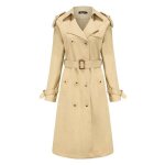 Trench femme - leoclotho - trench - coat mi - long � double boutonnage - kaki - printemps automne
