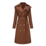 Trench femme - leoclotho - trench - coat mi - long à double boutonnage - marron Trench femme - leoclotho - trench - coat mi - long à double boutonnage - marron