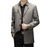 Trench homme business blazer sans repassage col costume coupe - vent mi - longue - kaki - kaki Trench homme business blazer sans repassage col costume coupe - vent mi - longue - kaki - kaki