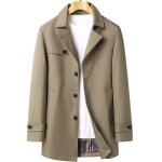 Trench homme business casual insfity - coupe - vent lger mi - longue automne - kaki