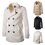 Trench homme couleur unie funmoon - beige - multi poches - double range bouton
